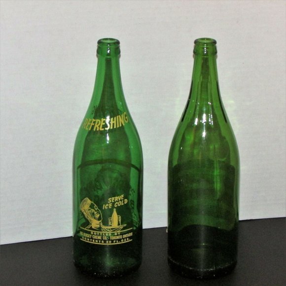 2 Vintage Soda Pop Bottles JERSEY DRY AMERICA DRY GINGER ALE 30 oz Green Glass - Picture 6 of 12